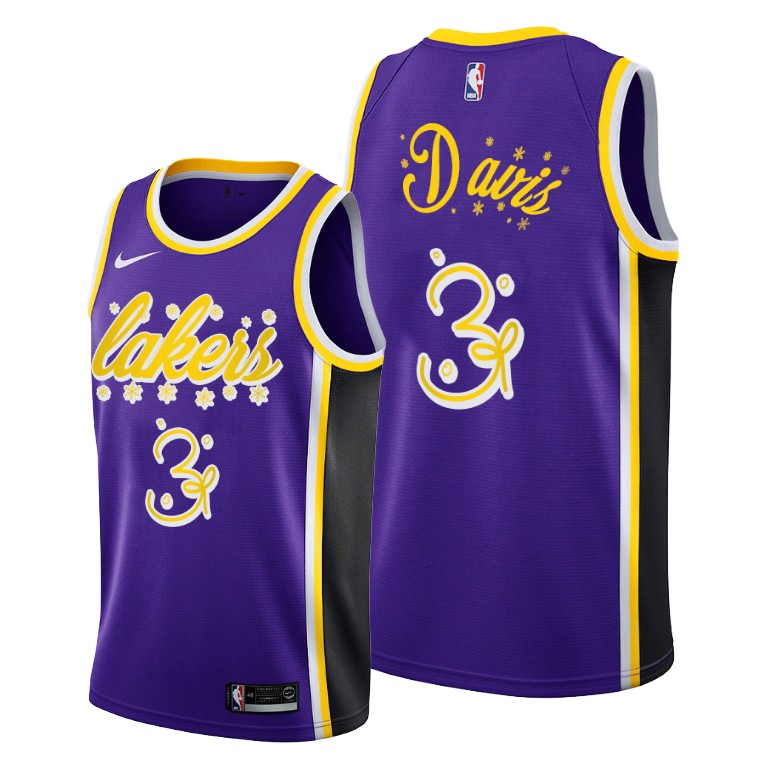 Men's Los Angeles Lakers Anthony Davis #3 NBA Special Edition Night Festive 2020 Christmas Icon Edition Purple Basketball Jersey WXU5683MA